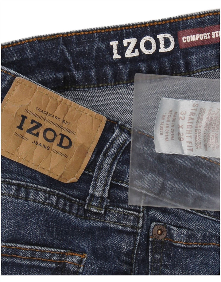 Calça jeans masculina Izod Comfort Fit reta W32 L29 algodão azul