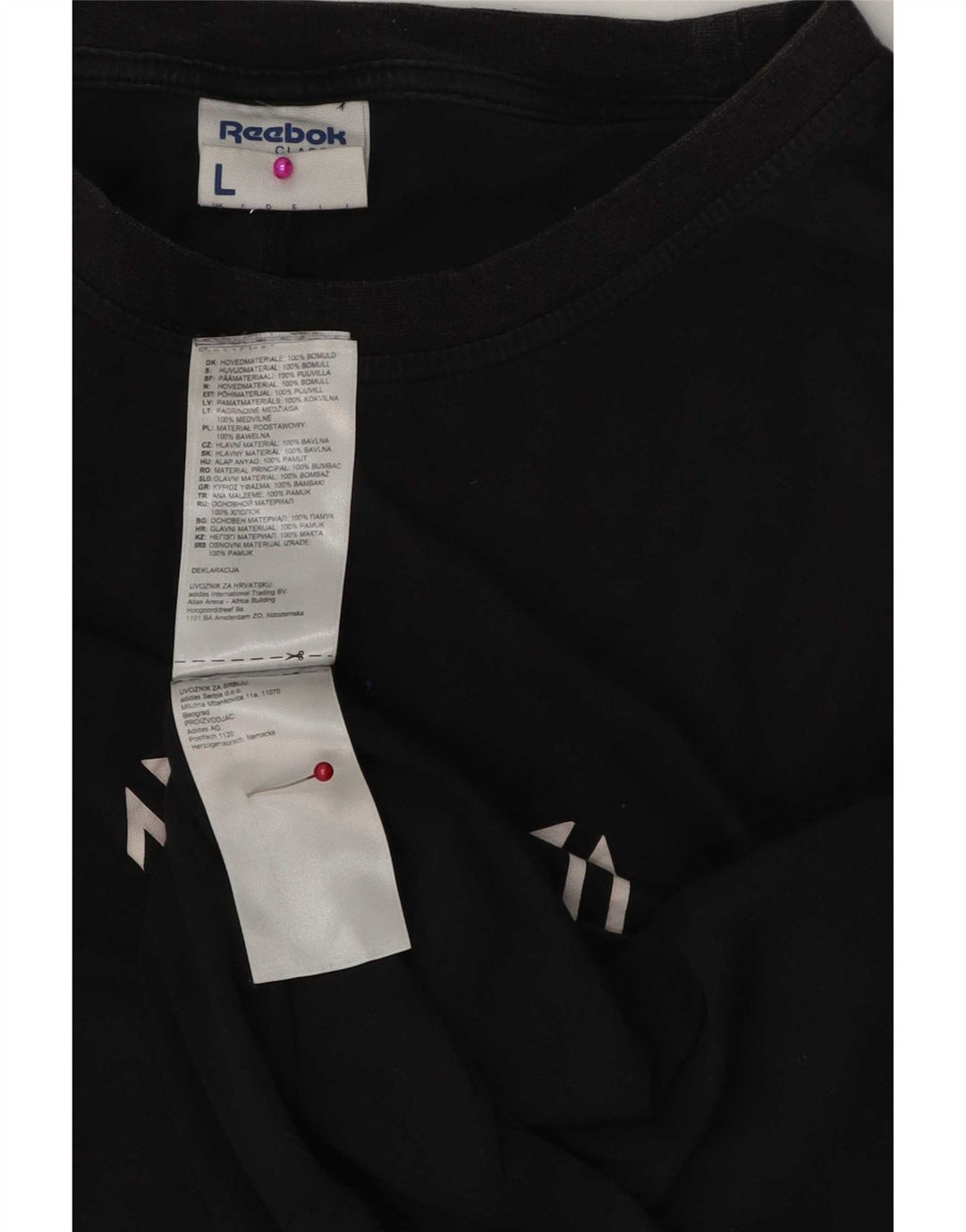 Reebok Mens Graphic T-Shirt Top Grande Algodão Preto