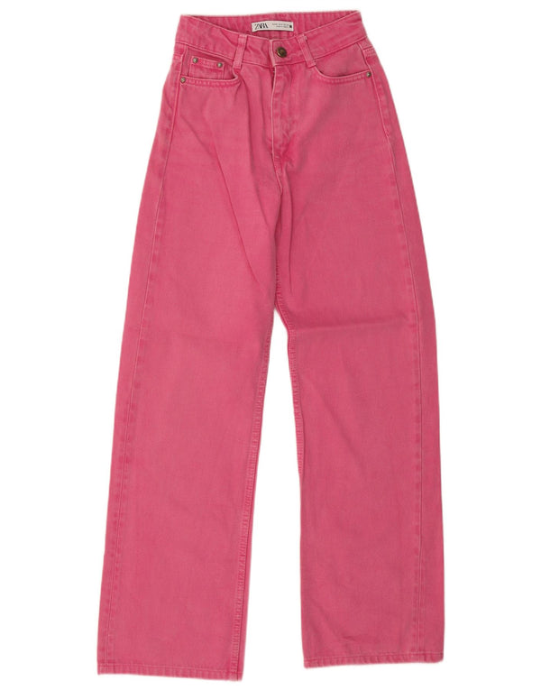 Zara Jeans feminino cintura alta com perna larga EU 32 2XS W22 L29 rosa