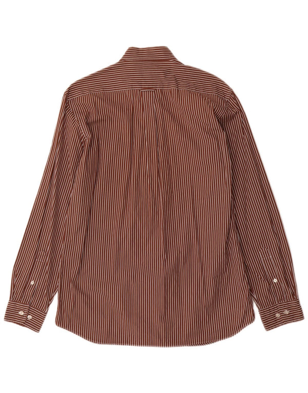 Camisa masculina Gant Regular Fit de algodão listrado marrom médio