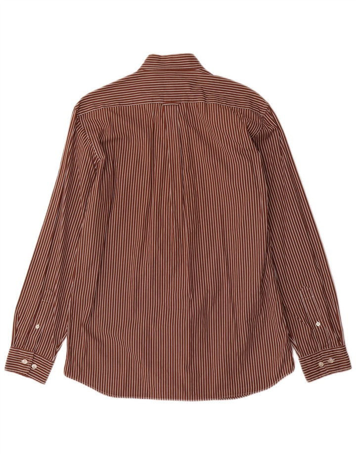 Camisa masculina Gant Regular Fit de algodão listrado marrom médio