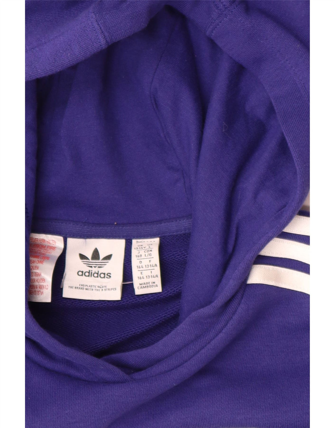 ADIDAS Meninas Crop Graphic Hoodie Jumper 13-14 Anos Roxo Floral Algodão