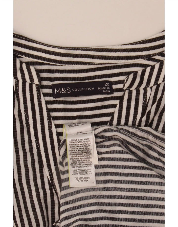 Blusa feminina oversized MARKS & SPENCER Reino Unido 20 2XL listrada cinza