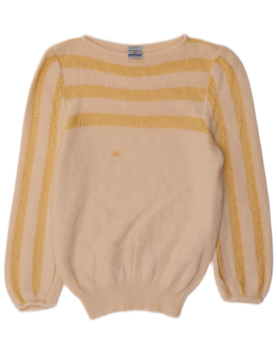 Suéter feminino AWOBA com gola canoa e listrado branco médio UK 12