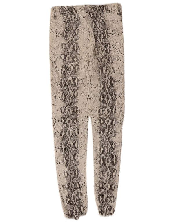 Calça feminina casual skinny Zara UE 36 XS W26 L27 branca estampa animal
