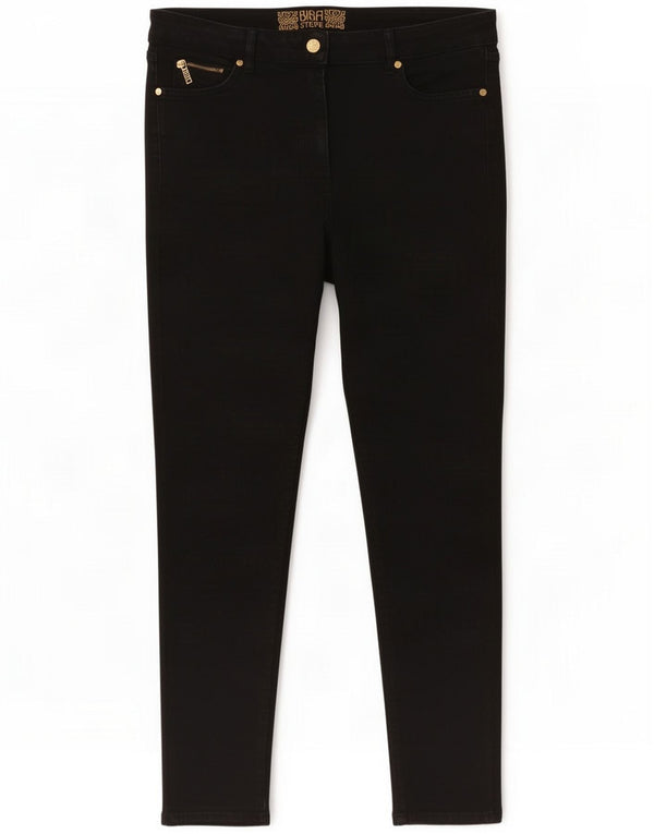 Biba Womens Slim Skinny Jeans W34 L27 Algodão Preto