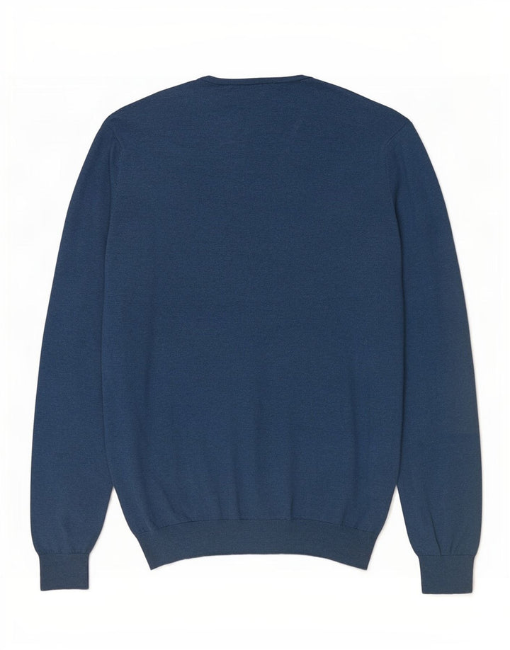 Suéter masculino Massimo Dutti com decote em V XL algodão azul