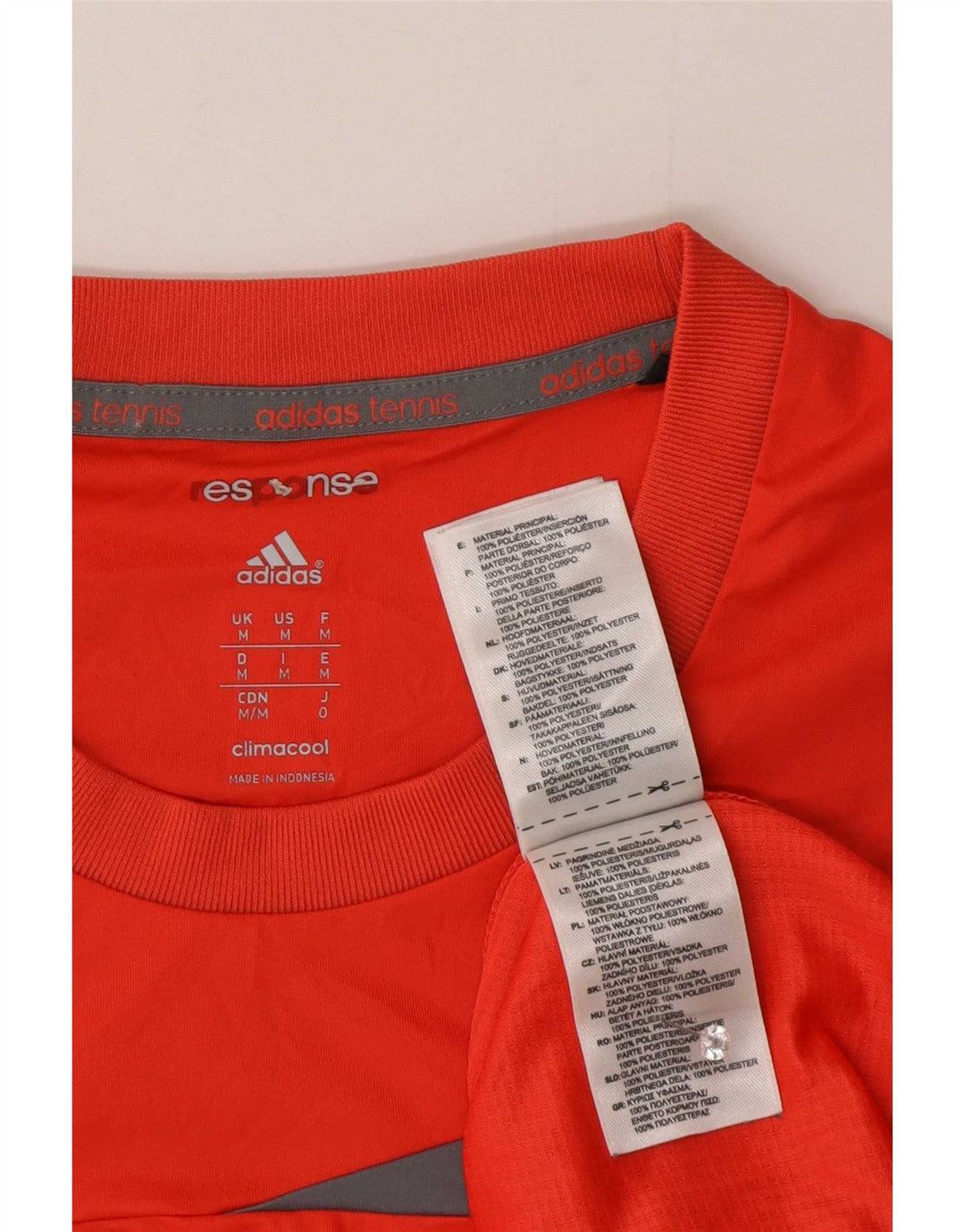 Camiseta masculina Adidas Climacool Top médio vermelho colorblock poliéster