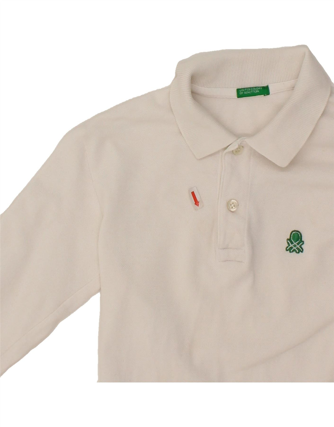 BENETTON Boys Long Sleeve Polo Shirt 3-4 Years White Vintage Benetton and Second-Hand Benetton from Messina Hembry 