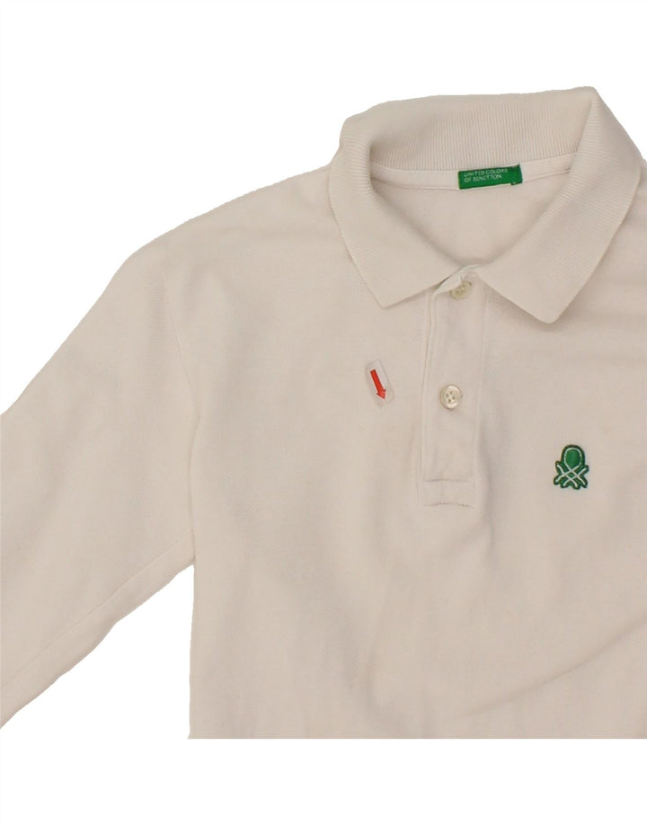 BENETTON Boys Long Sleeve Polo Shirt 3-4 Years White Vintage Benetton and Second-Hand Benetton from Messina Hembry 