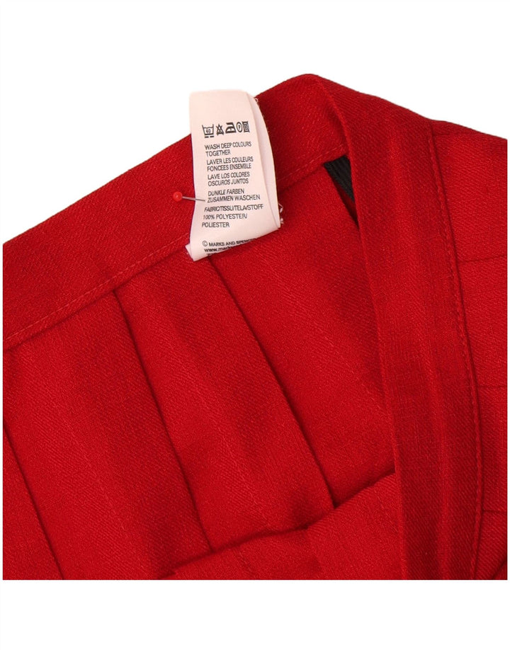 Saia plissada feminina Marks & Spencer UK 16 grande W32 poliéster vermelho