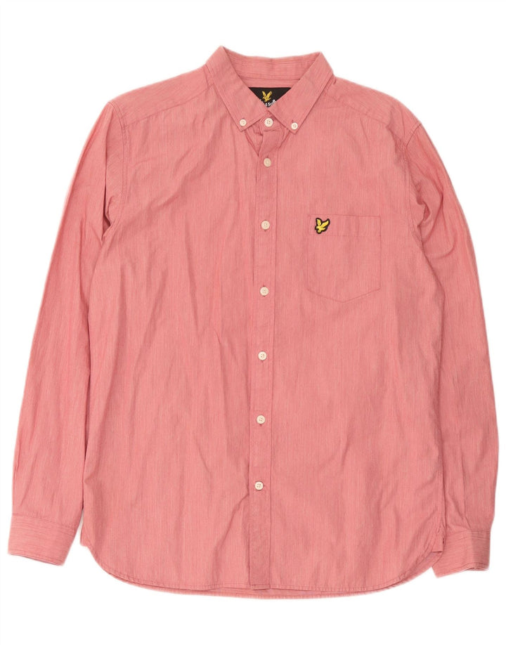 Camisa masculina Lyle & Scott de algodão rosa médio