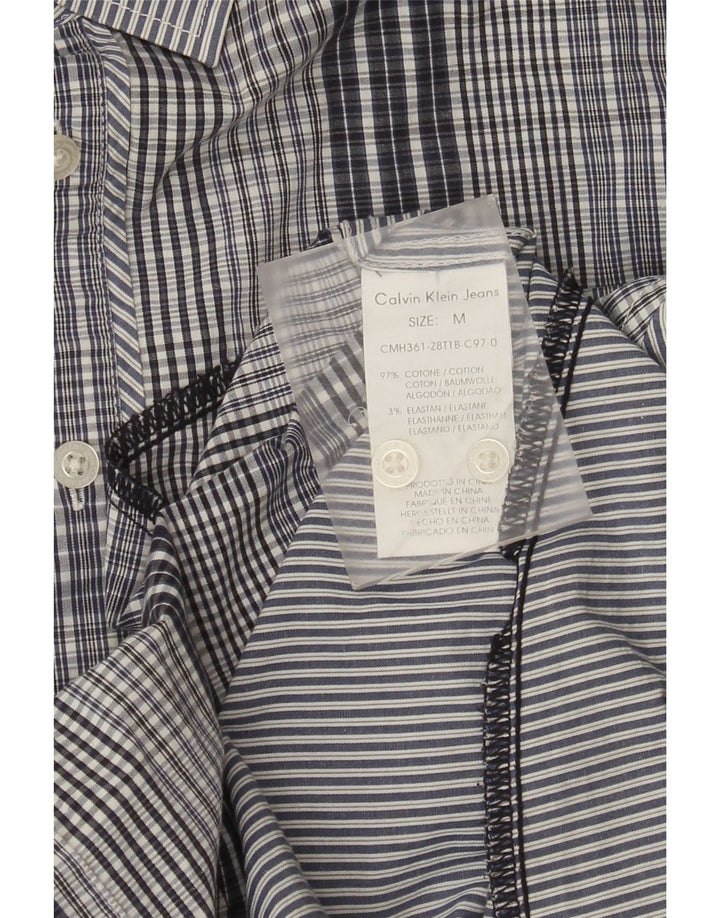 Camisa masculina Calvin Klein Jeans de algodão xadrez azul médio