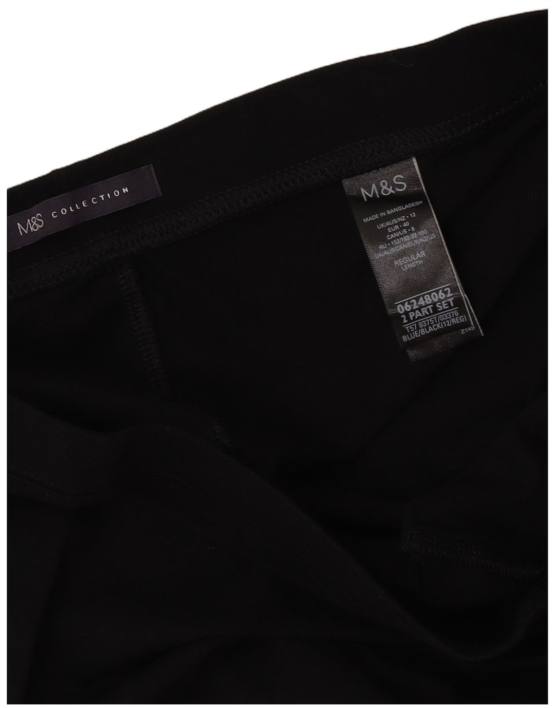 Leggings regulares femininas Marks & Spencer Reino Unido 12 algodão preto médio