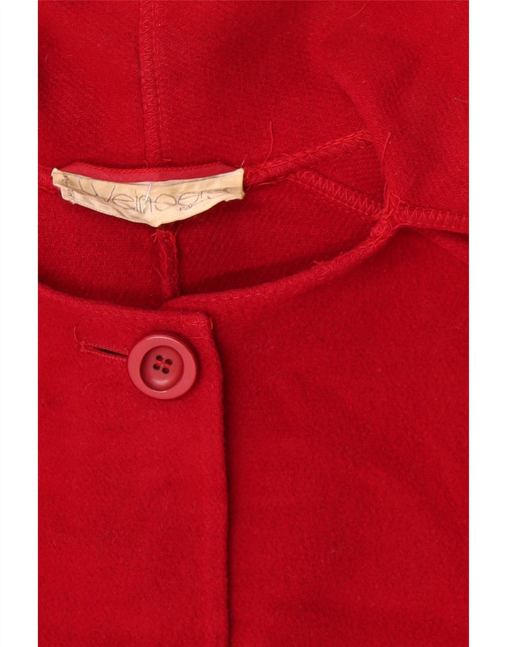 Sobretudo feminino vintage com gravata frontal UK 18 XL lã vermelha