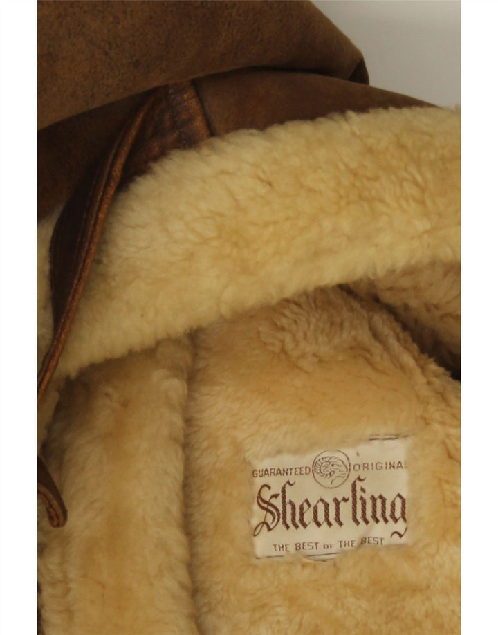 Jaqueta masculina vintage Shearling UK 42 XL marrom shearling