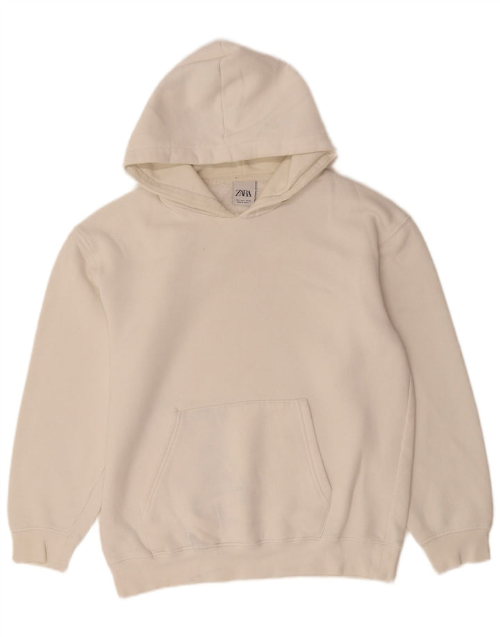 ZARA moletom com capuz masculino pequeno algodão branco