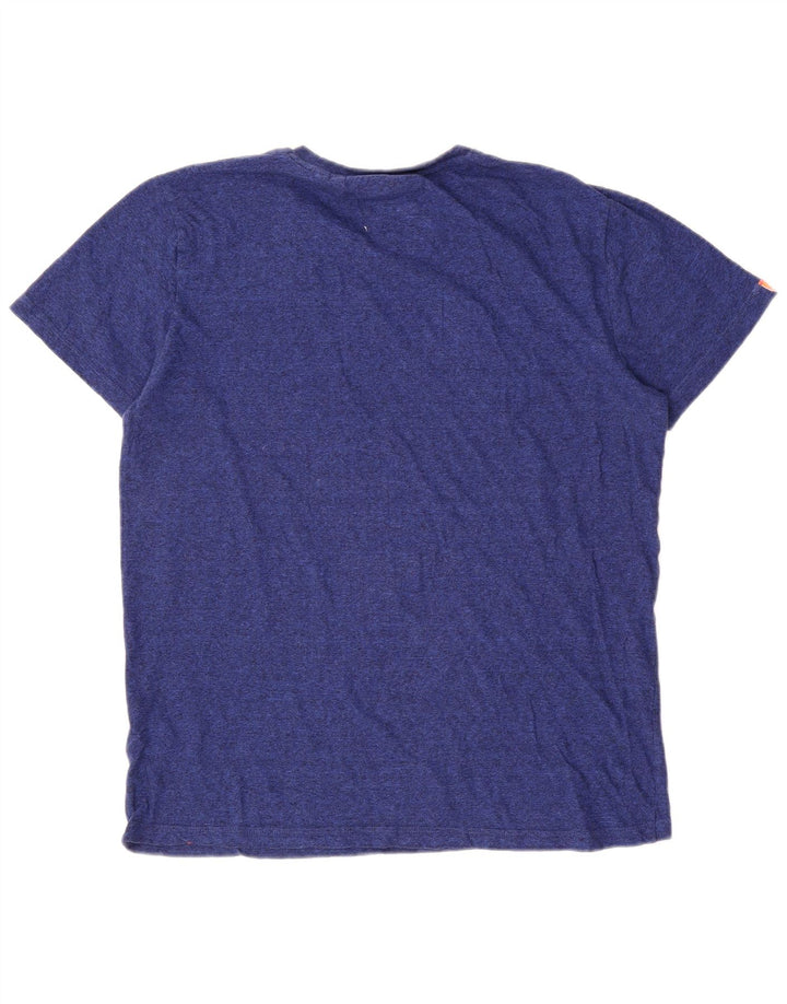 Camiseta masculina Superdry Top médio algodão manchado azul marinho