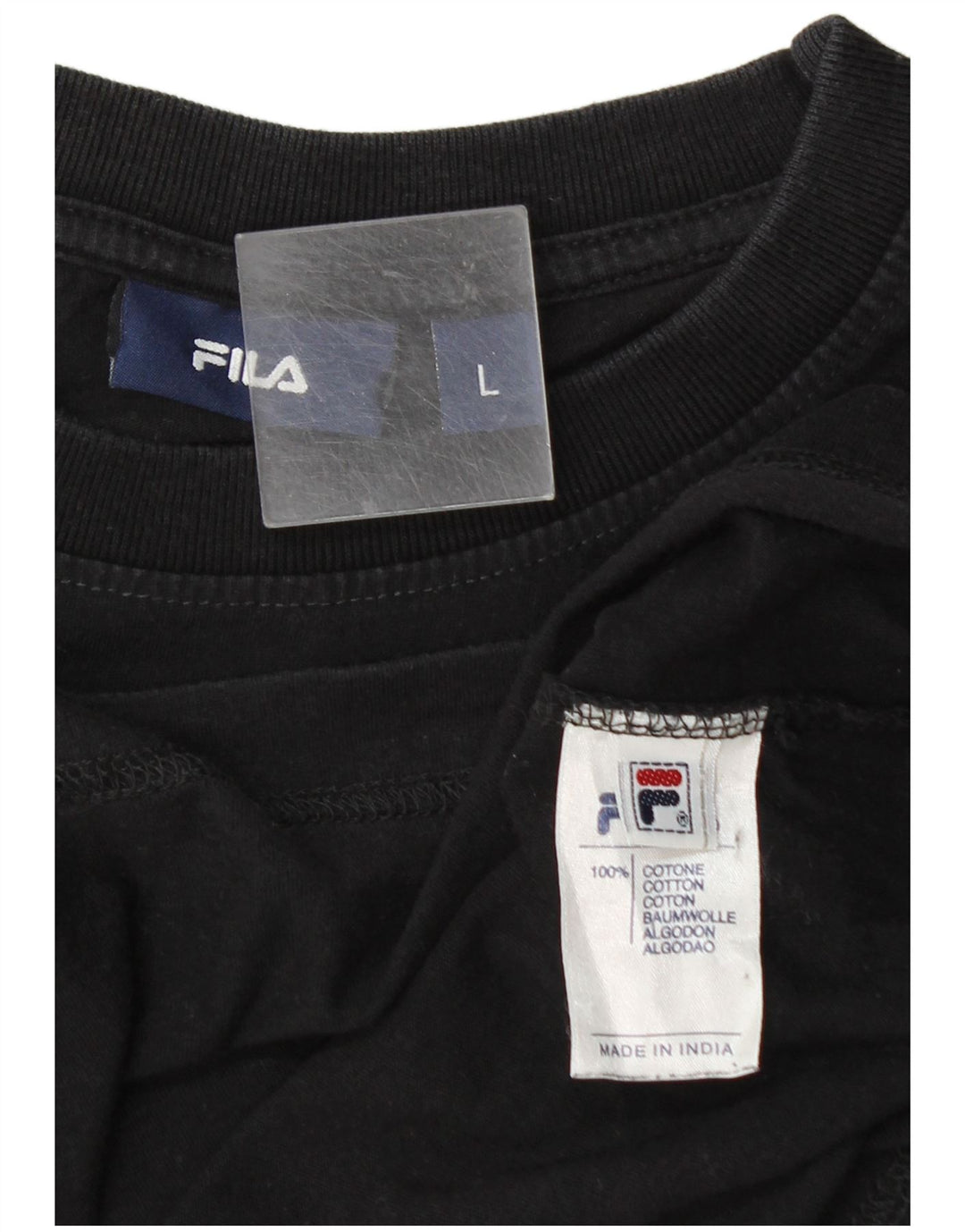 Fila Mens Graphic T-Shirt Top Grande Algodão Preto