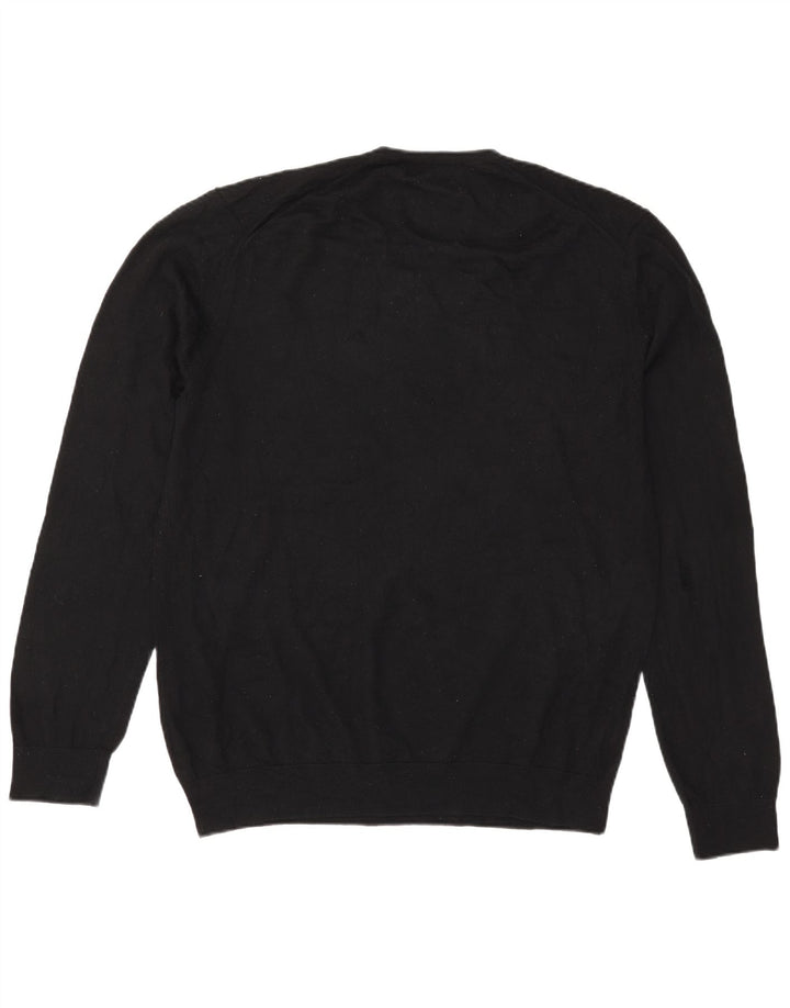Suéter masculino Marks & Spencer com decote em V XL lã merino preta