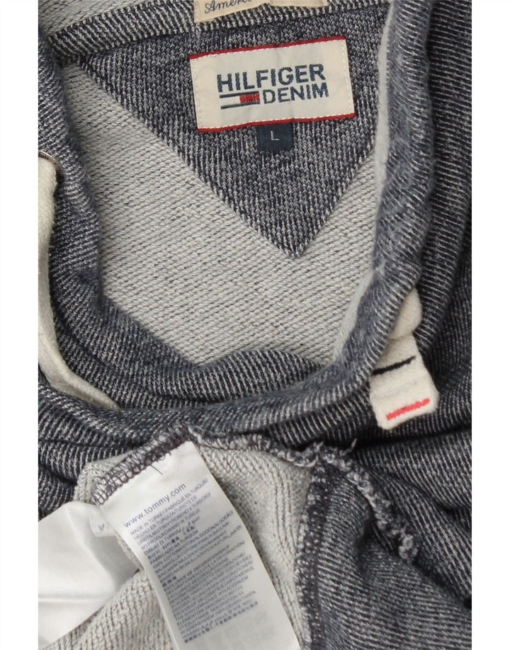 TOMMY HILFIGER Mens Sweatshirt Jumper Large Navy Blue Colourblock