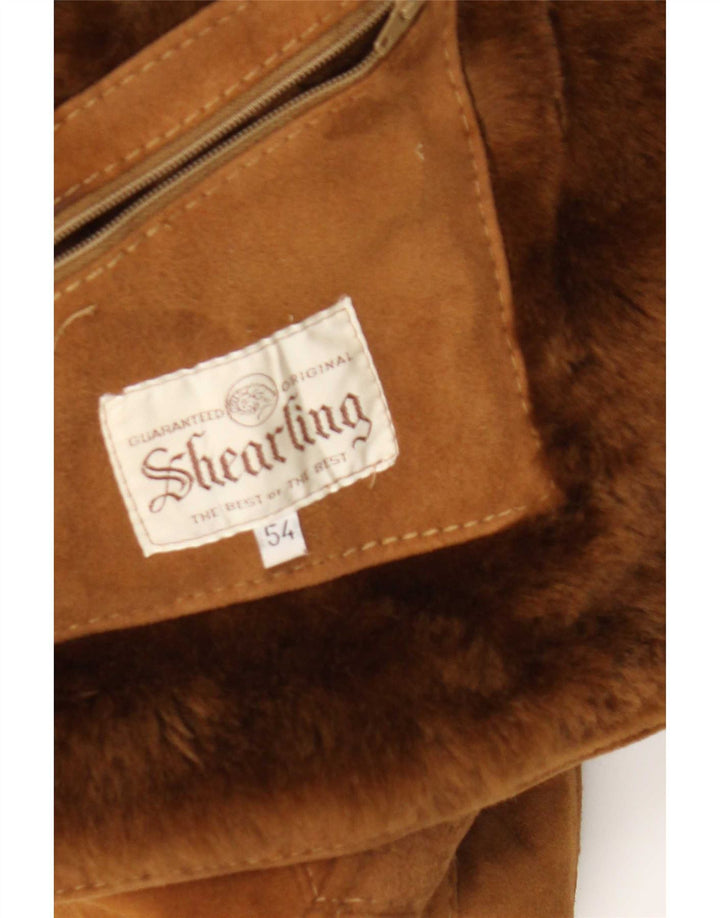 Jaqueta masculina vintage Shearling IT 54 2XL marrom