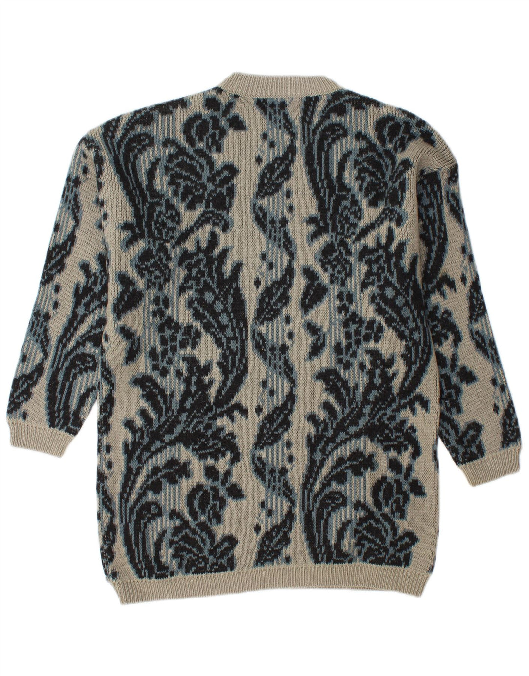 Suéter masculino BENETTON Longline com gola redonda IT 46 grande cinza floral