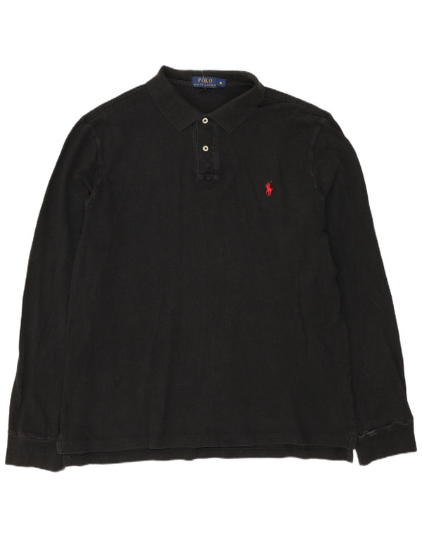 Camisa polo masculina de manga comprida Polo Ralph Lauren XL de algodão preto