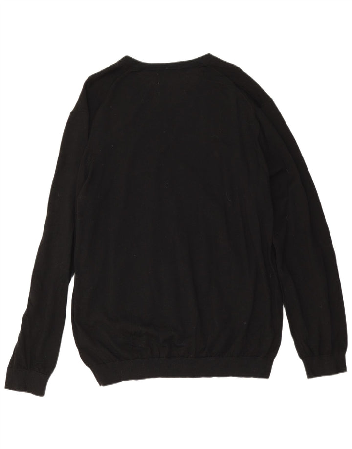 Suéter masculino Marks & Spencer com decote em V 2XL lã merino preta