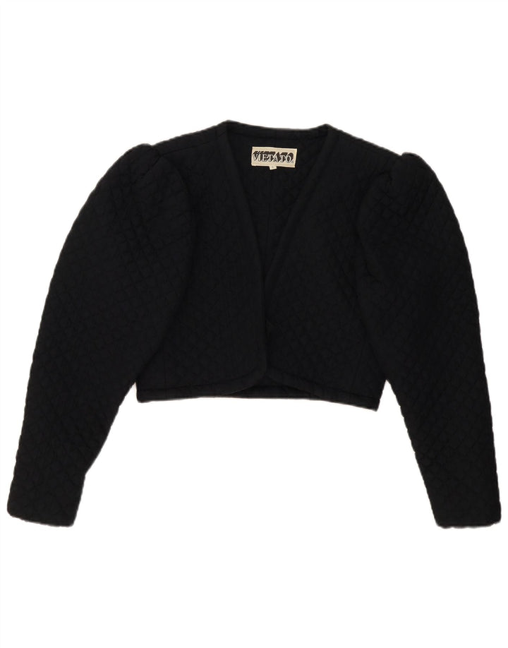 Jaqueta Bolero Vintage Feminina UK 8 Pequena Preta