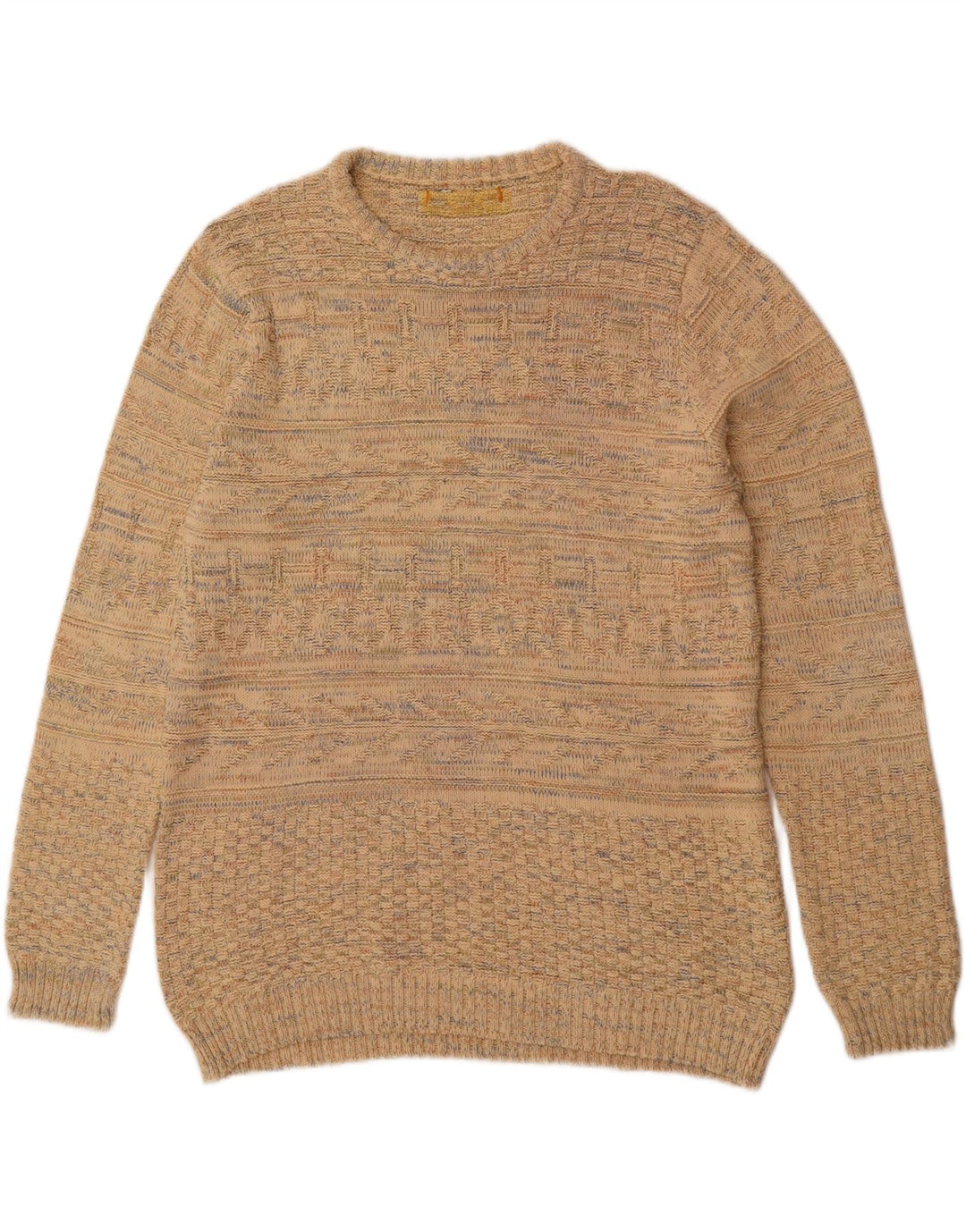 VINTAGE Mens Crew Neck Jumper Sweater XL Beige Flecked Cotton Vintage Vintage and Second-Hand Vintage from Messina Hembry 