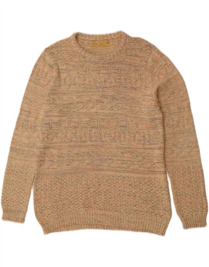 VINTAGE Mens Crew Neck Jumper Sweater XL Beige Flecked Cotton Vintage Vintage and Second-Hand Vintage from Messina Hembry 
