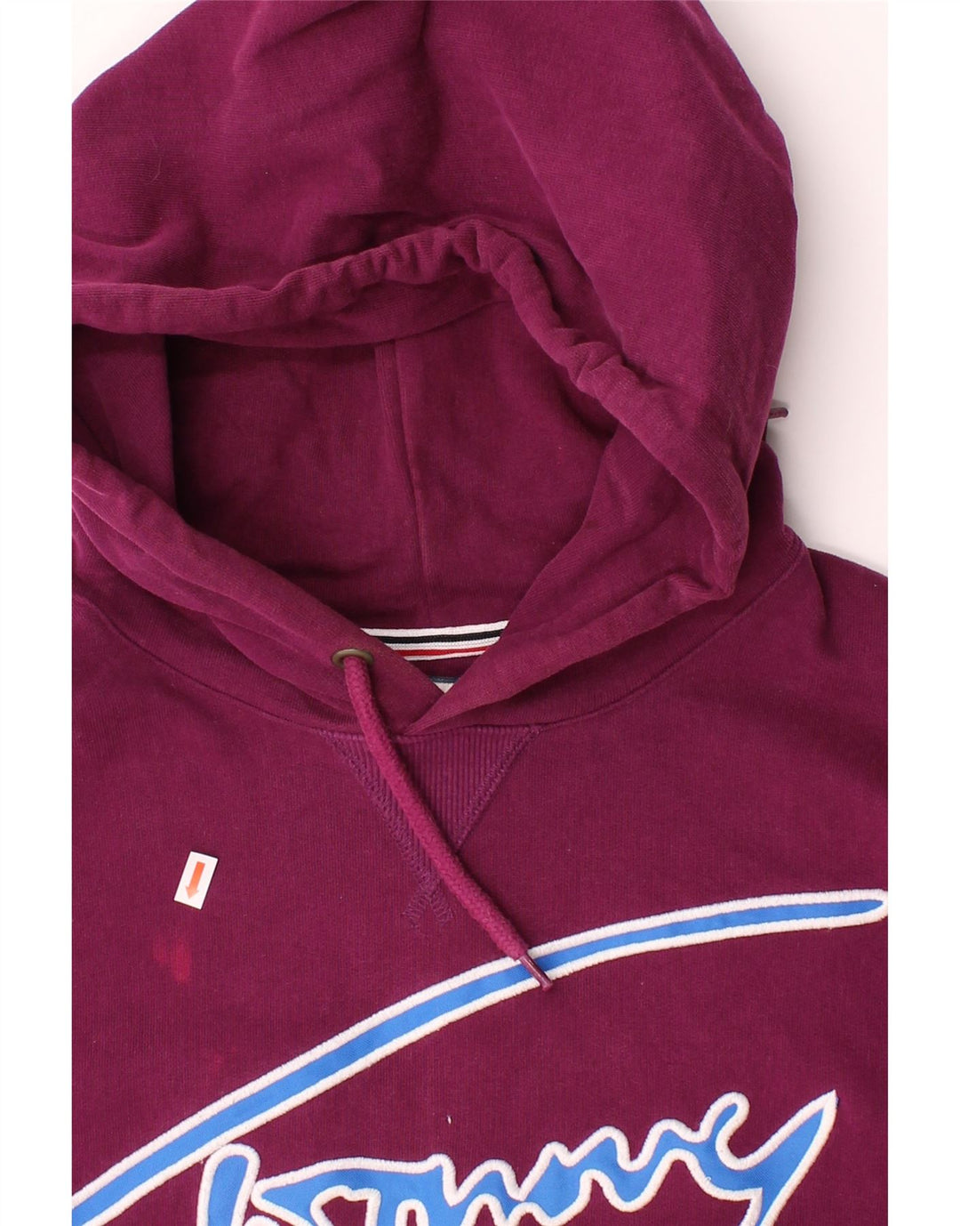 TOMMY HILFIGER Mens Graphic Hoodie Jumper Large Burgundy Cotton Vintage Tommy Hilfiger and Second-Hand Tommy Hilfiger from Messina Hembry 