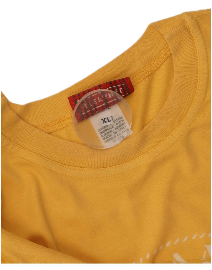 Camiseta gráfica masculina Stefanel Top XL algodão amarelo