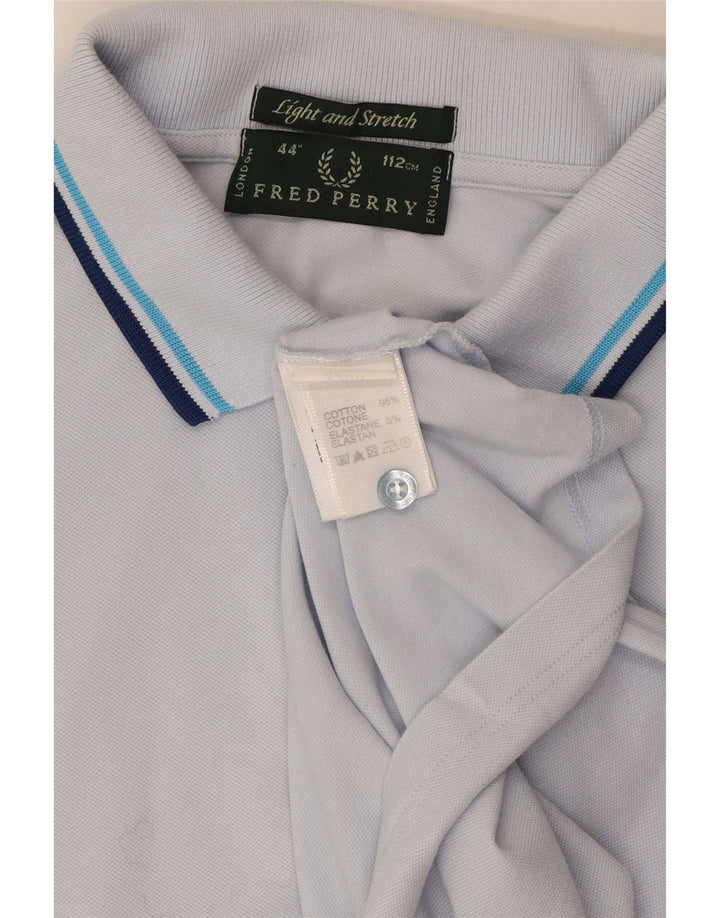 Camisa polo masculina Fred Perry de algodão listrado azul médio