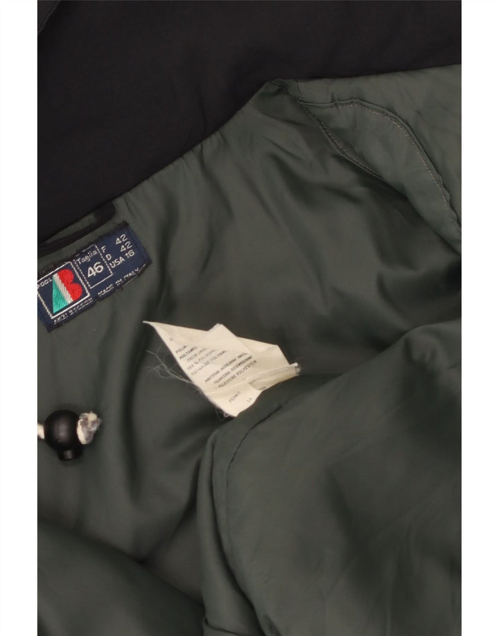 Jaqueta corta-vento feminina VINTAGE com capuz grande IT 46 grande nylon preto