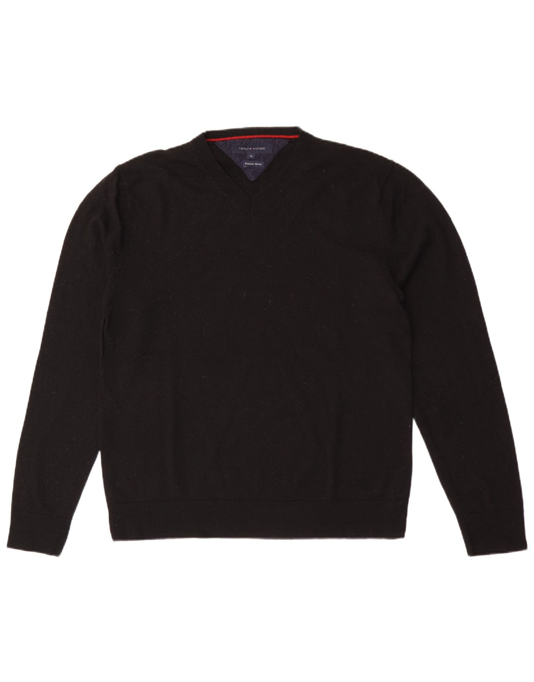 Suéter masculino Tommy Hilfiger com decote em V XL lã preta