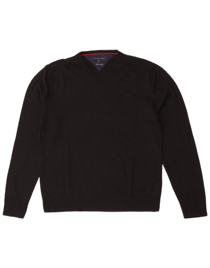 Suéter masculino Tommy Hilfiger com decote em V XL lã preta