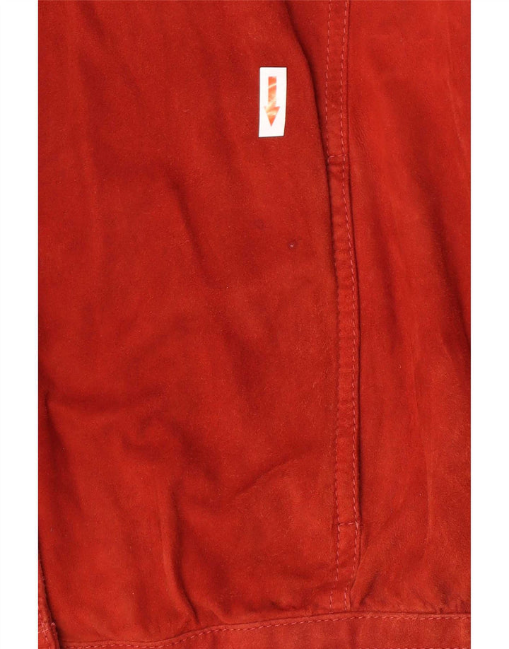 Jaqueta feminina vintage de camurça grande IT 44 couro vermelho médio