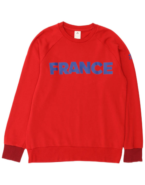 Adidas Mens França Graphic Moletom Jumper Reino Unido 44/46 Grande Algodão Vermelho