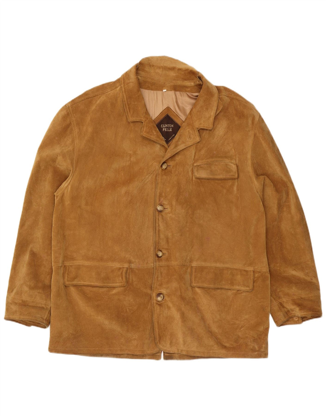 Jaqueta blazer masculina vintage de camurça com 4 botões IT 56 3XL bege