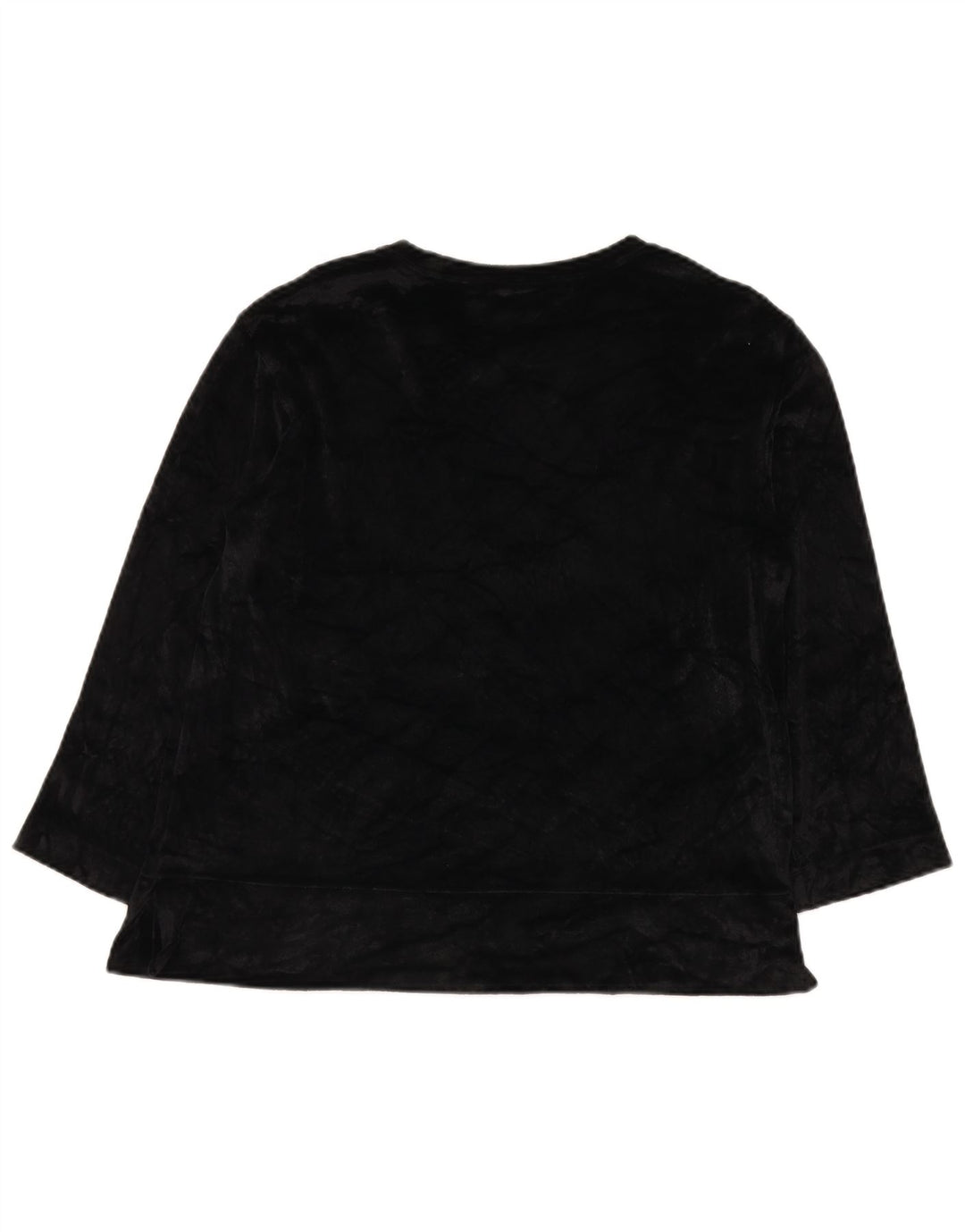Max Mara Top feminino de veludo de fim de semana manga 3/4 Reino Unido 16 grande rayon preto