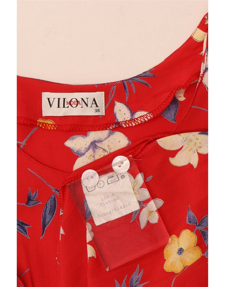 Vilona Moda vestido feminino evasê EU 38 médio vermelho floral viscose