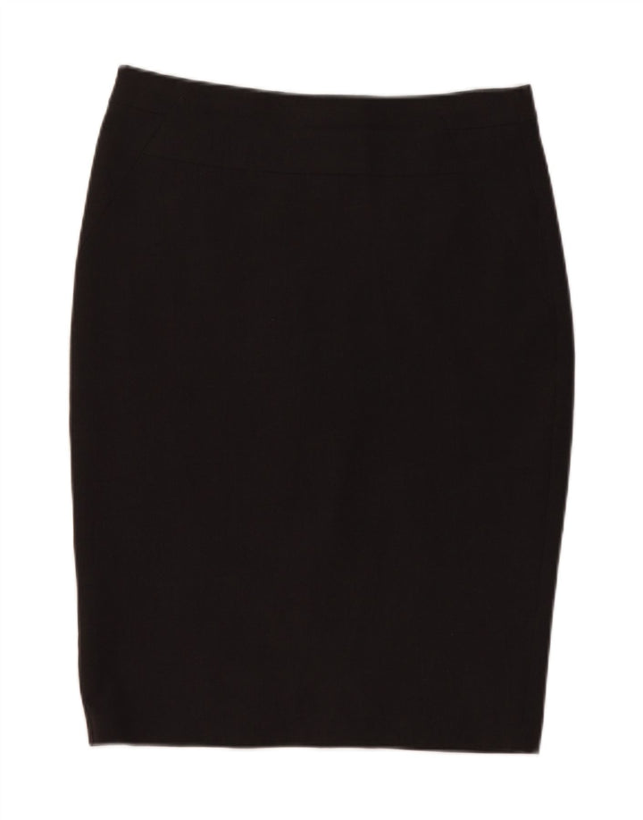 Saia lápis feminina Marks & Spencer Reino Unido 10 pequena W30 poliéster cinza