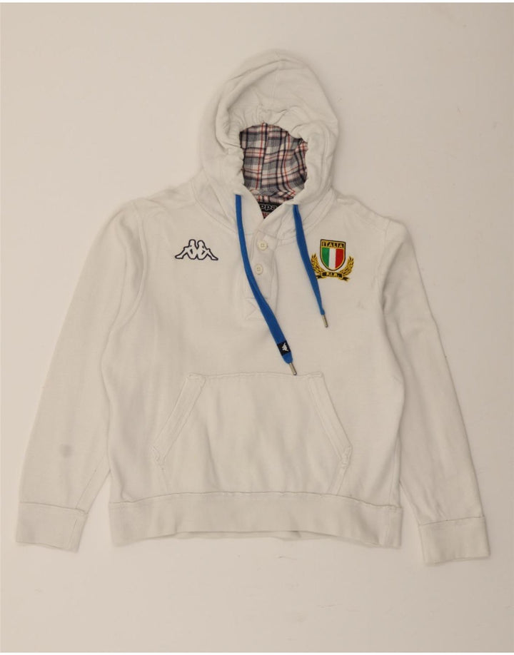 KAPPA Mens Hoodie Jumper Small White Cotton Vintage Kappa and Second-Hand Kappa from Messina Hembry 