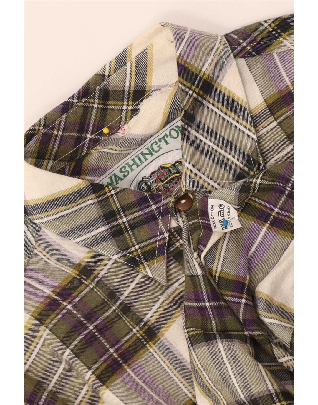 Camisa masculina vintage de flanela pequena de algodão xadrez multicolorido