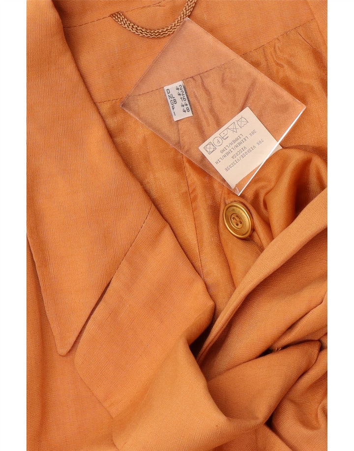 Jaqueta blazer feminina vintage com peito duplo Reino Unido 16 grande viscose laranja