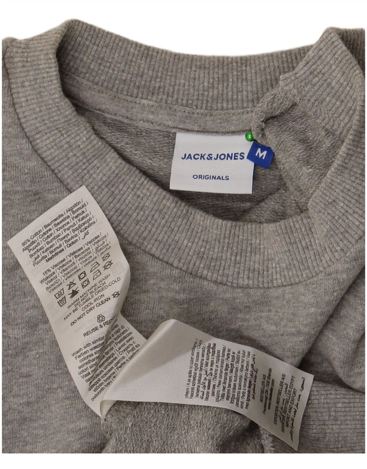 Jack & Jones moletom masculino jumper médio cinza algodão manchado