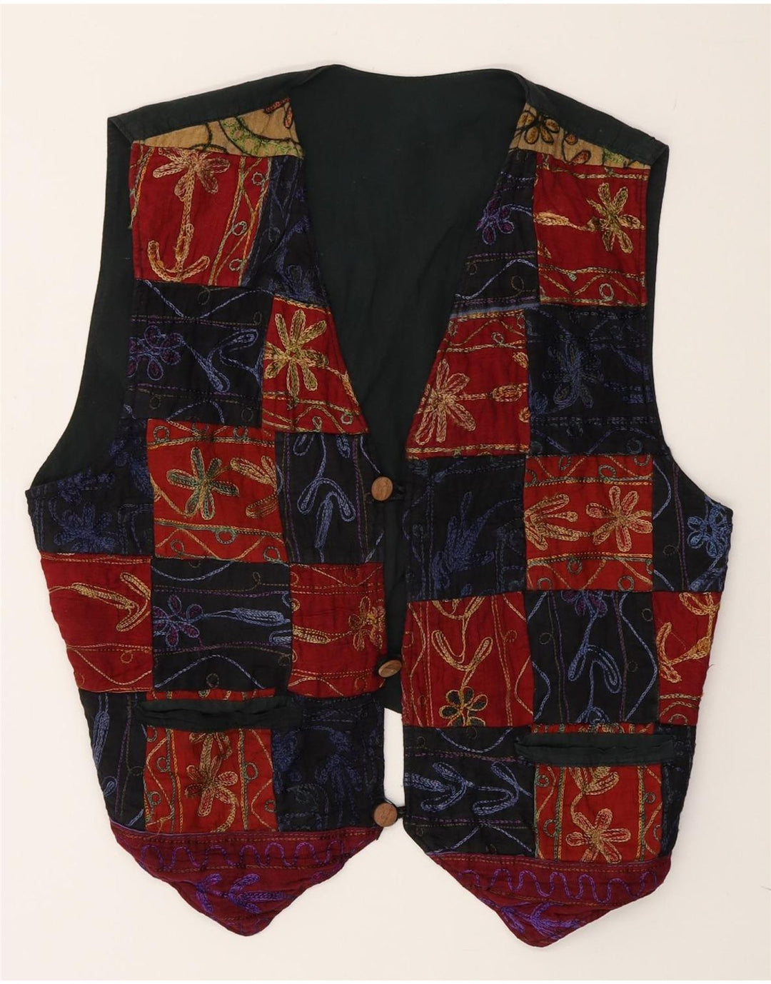 Colete masculino vintage grande patchwork multicolorido de algodão