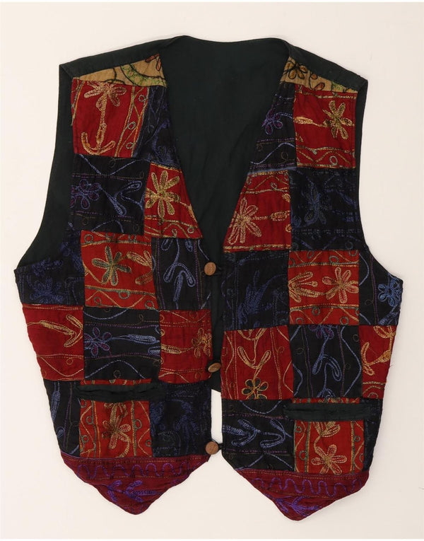 Colete masculino vintage grande patchwork multicolorido de algodão